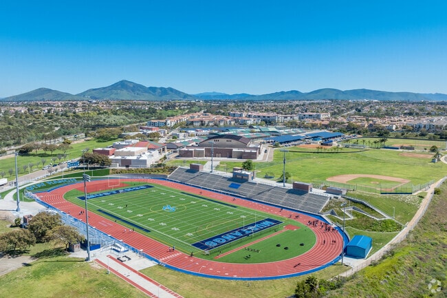A view from above the playing field at Otay Ranch Senior High.