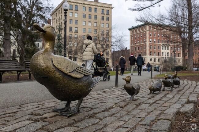 Take a stroll from Beacon Hill over to the make way for ducklings statue in the Public Garden.