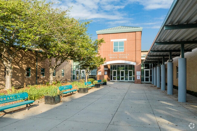 Francis Bradley Middle School in Huntersville, serves approximately 1,075 students.
