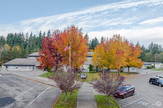 Very front of Harbor Heights School.