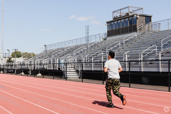 People can be found getting some exercise at Overpeck Park in Palisades Park, NJ.