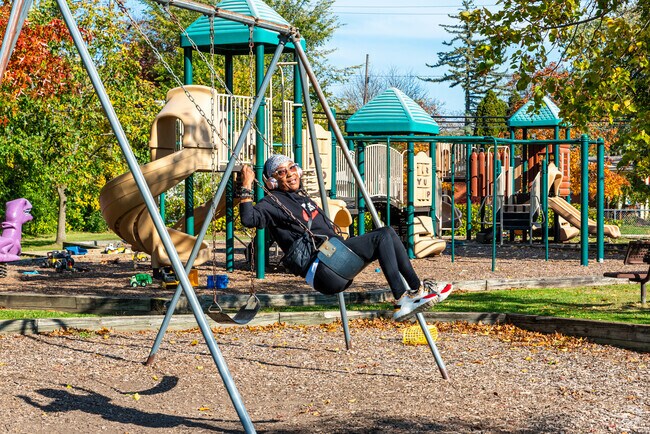 You're never too old for the swings in Dickinson Park in nearby Beverly Hills.