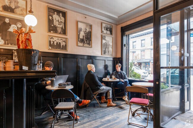 The Black Flamingo has noir panelling and riffs on old European coffeehouse ambiance.