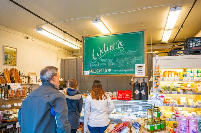 Wait in line for a delicious soup or sandwich from Formaggio Kitchen in The Port.