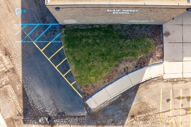 Aerial view of Blair Moody Elementary School.
