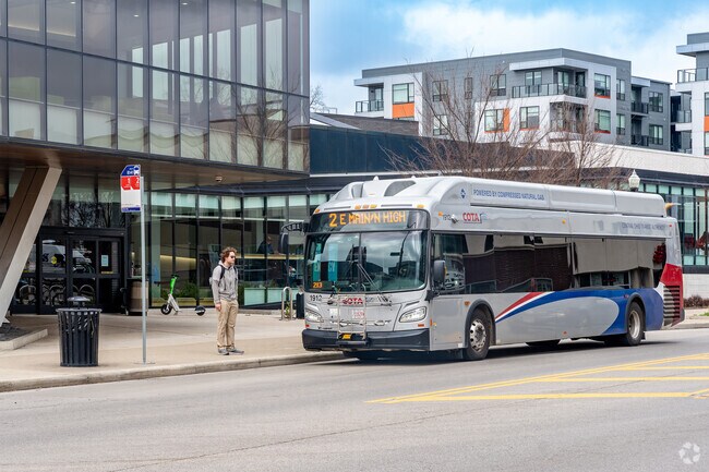 COTA bus lines 1 and 2 run through Weinland Park and have a few bus stops on High Street.