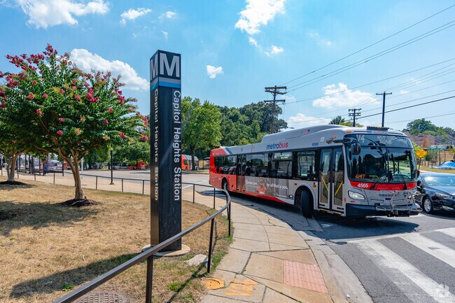 Metro buses depart regularly from the Capitol Heights Metro Center, serving Coral Hills commuters.