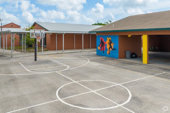 Bonita Springs Elementary School outdoor play areas are safely within the school walls.