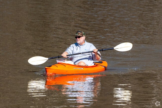 Lake Johnson in Crossroads features a boat launch and fishing pier.