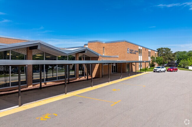 The front entry of Lombardi Middle School.