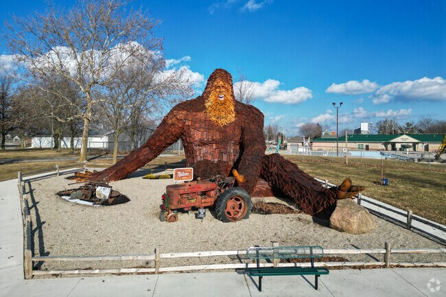 The Mercer County Fairgrounds in Celina is known for its 30-foot-tall Sasquatch sculpture.