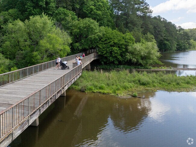 The Shelley Lake Trail is a popular pedestrian destination for Midtown Raleigh residents.