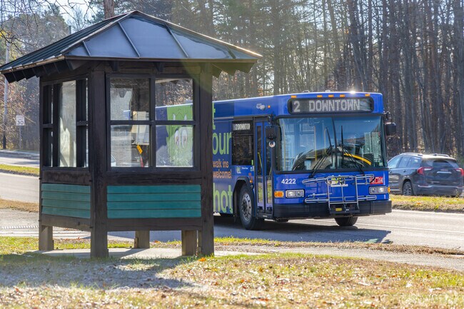 Green Mountain Transit buses serve Essex, linking neighborhoods to Burlington.