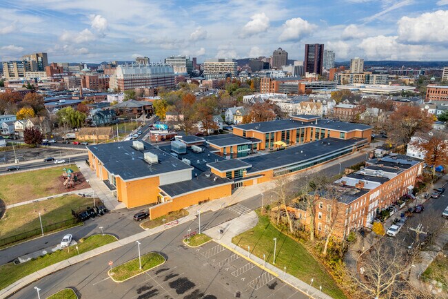 An aerial view of the Roberto Clemente Leadership Academy.