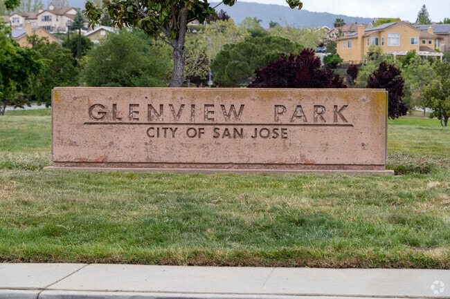 Glenview Park in San Jose welcomes visitors with wide lawns and peaceful neighborhood views.