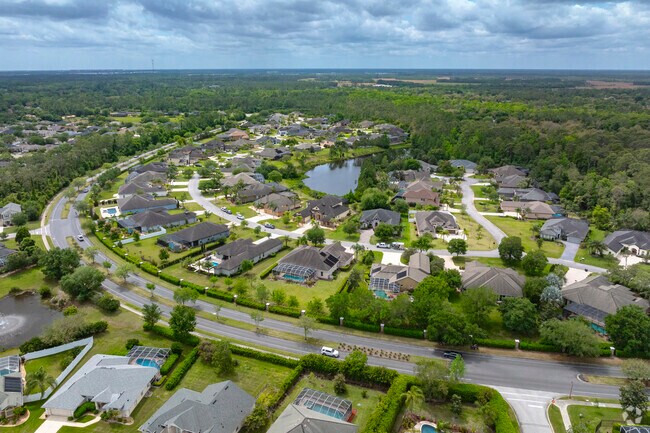 Breakaway Trails is surrounded by lush foliage and is dotted with lakes and ponds.