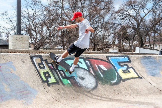Hillside South residents enjoy skating on the concrete skate park inside of Lions Park.