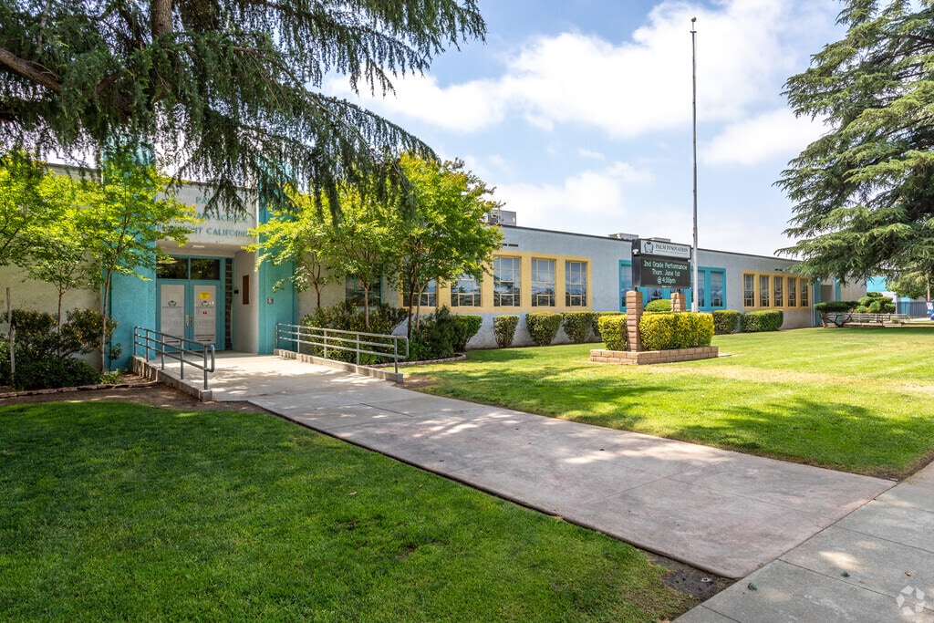 The picturesque front view of Palm Innovation Academy in Beaumont.