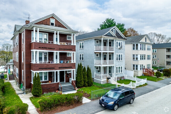Lovell Street is lined with triple-decker homes.
