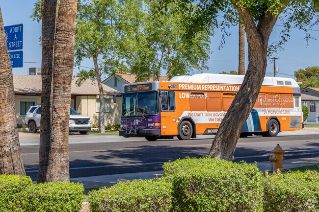 Bus service is available on the major streets around Campus Vista.