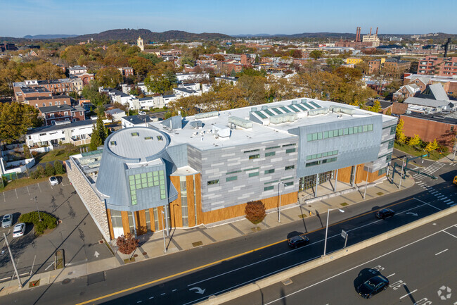 An aerial view of Metropolitan Business High School.