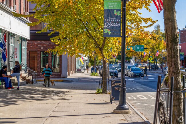Residents of Websterville can drive 10 minutes to Downtown Barre to shop and eat at restaurants.