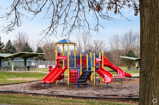 Children will enjoy playing for hours on the playscape at New Haven Community Park.