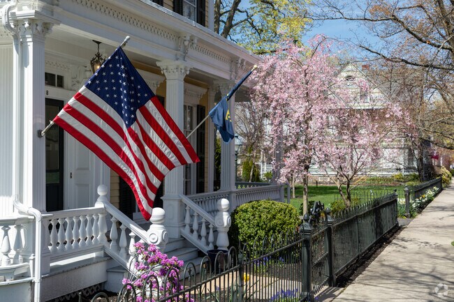Springtime in Hightstown brings blooming trees and scenic streets.