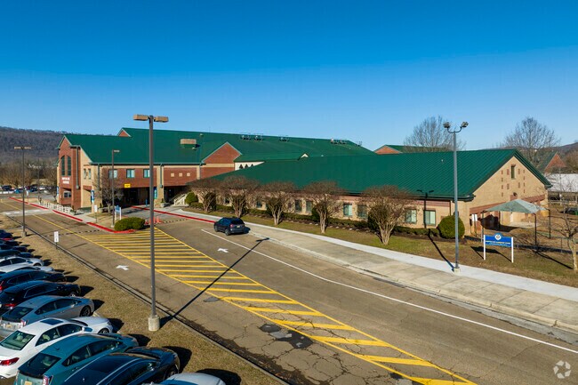 Drop off lane for Hampton Cove Elementary School in Owens Cross Roads Alabama.