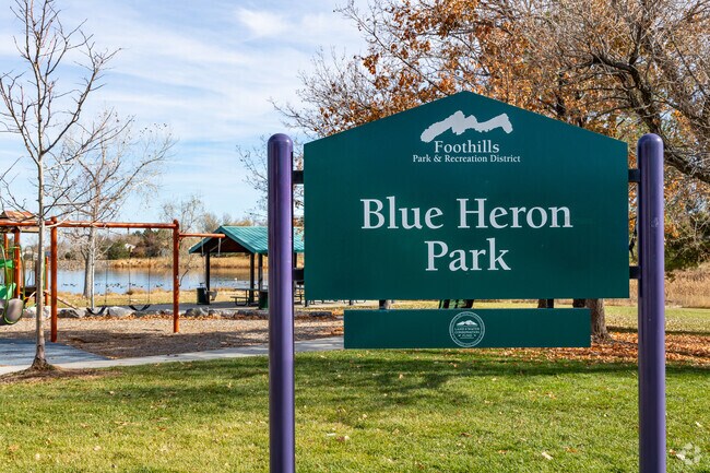 Blue Heron Park in Foothill Green features a playground, a lake, and a long walking path.