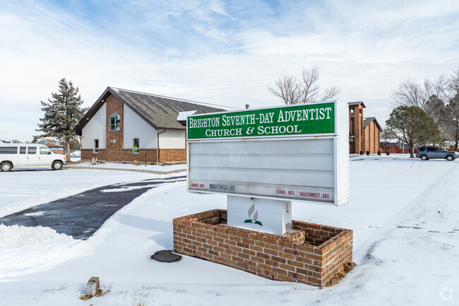 The entrance sign at Brighton Adventist Academy in Brighton, Colorado.