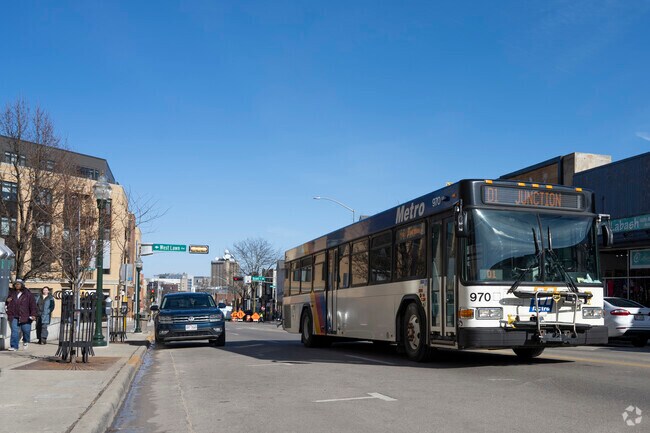 You can catch the Metra bus to downtown from Dudgeon-Monroe.