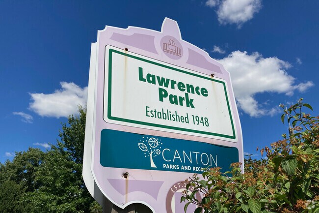 Lawrence Park sign welcomes community members in Harter Heights of Canton, Ohio.