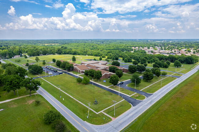 The campus of Truman Elementary School is surrounded by a mix of farmland and neighborhoods.