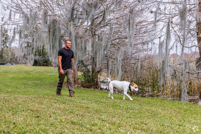 Residents love taking their dogs for a walk through the beautiful Rosemont Preserve.