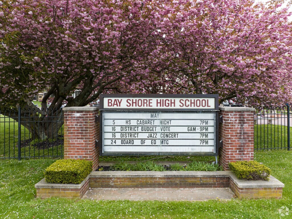 Bay Shore Senior High Schools schedule of events are posted out front.