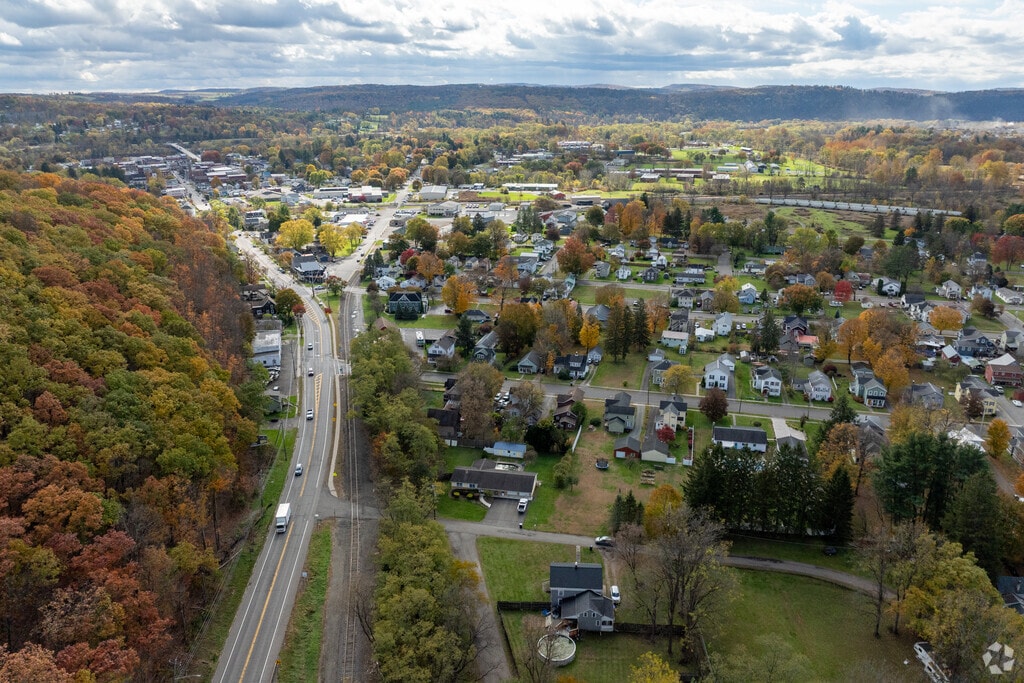Aerial of the city of Owego.