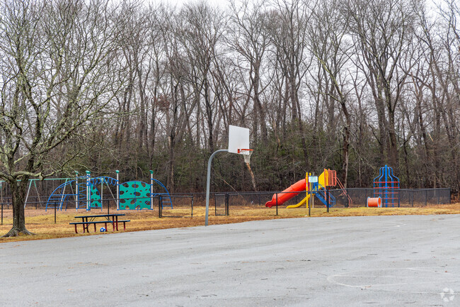 The playground and basketball courts at the Atkinson Elementary School in North Andover, MA.