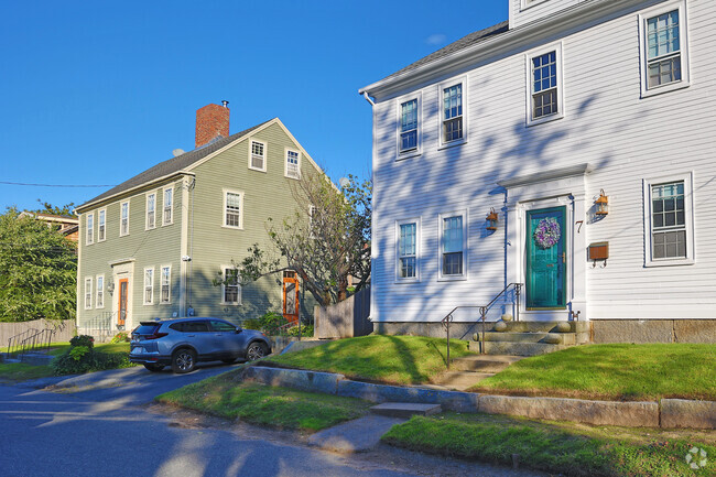 Sunlight highlights rows of homes in Rockport.