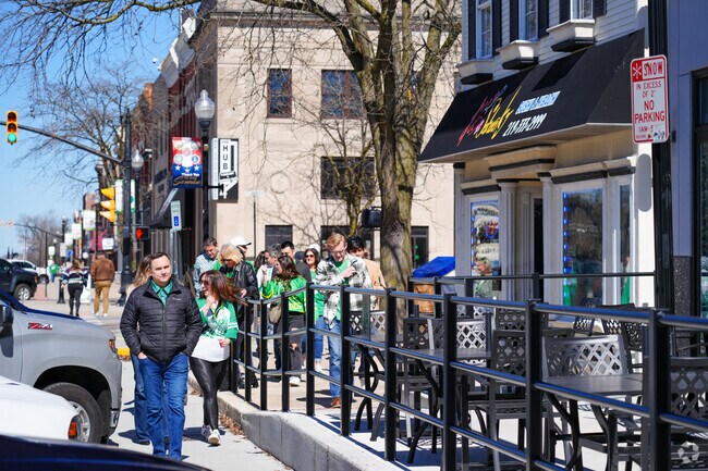 The sidewalks in Crown Point are filled with patrons for the annual bar crawl.