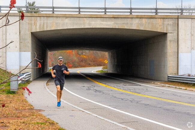 Joggers frequent scenic paths by the Piscataqua River.