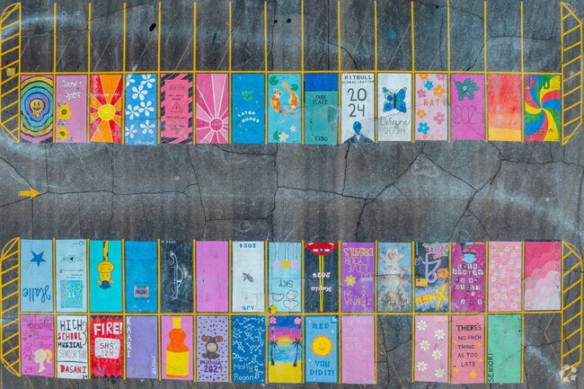 Seniors painted their parking lot at Stevenson High School.