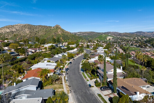 Castle Peak looms over a residential area in West Hills, CA.