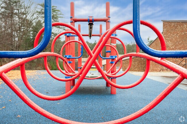 Snake your way through the playground at Plymouth River Elementary School in Hingham.