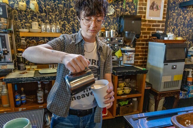 Groundhog Coffee pours a delicious latte in downtown Sheffield.