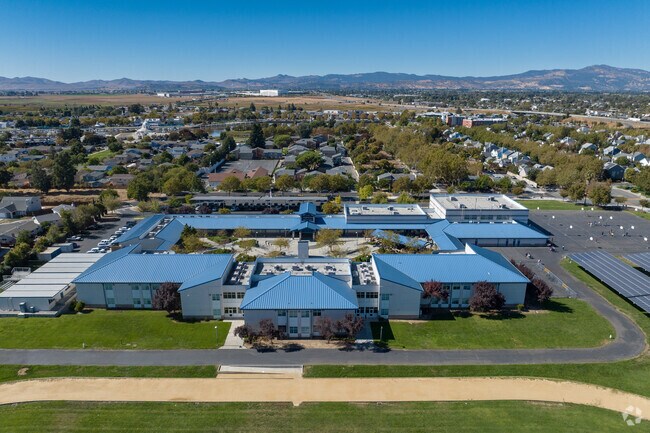 An aerial view shows the proximity of Crystal Elementary School to Fairfield.