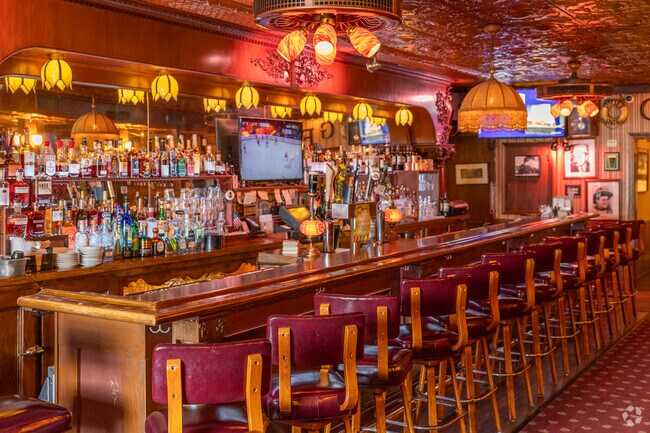 The bar inside of The Great Escape is 135years old Schiller Park land mark according to owners.