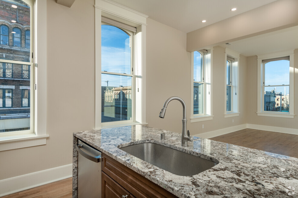 Apartment 4 kitchen and spectacular windows