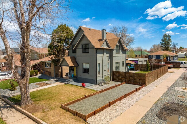 Steep gabled two story homes like this are popular in Clayton.