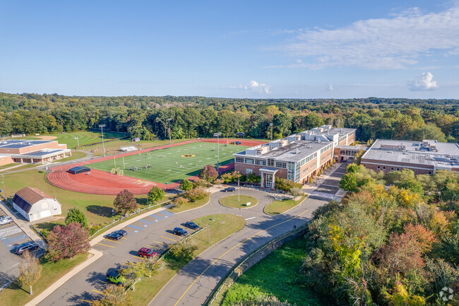 Students enjoy walking around campus at Daniel Hand High School in Madison.